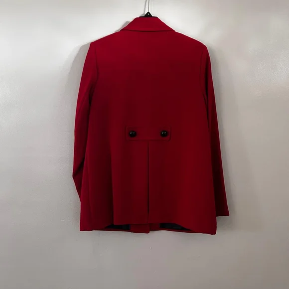 Worthington Red Pea Coat with Black Buttons - Picture 3 of 11